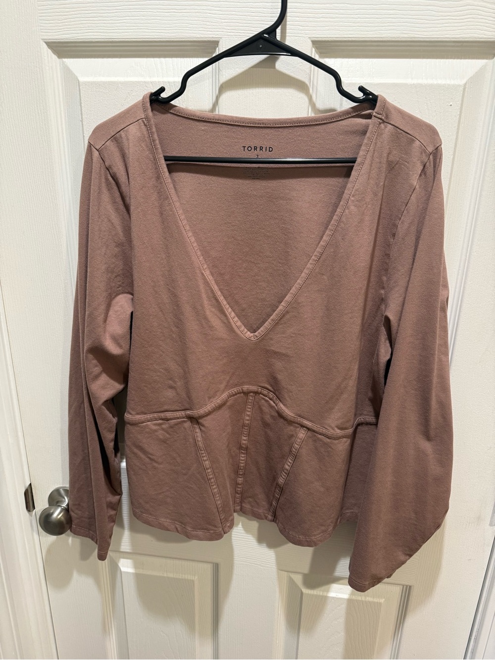 Torrid Mauve V-Neck Long-Sleeve Top